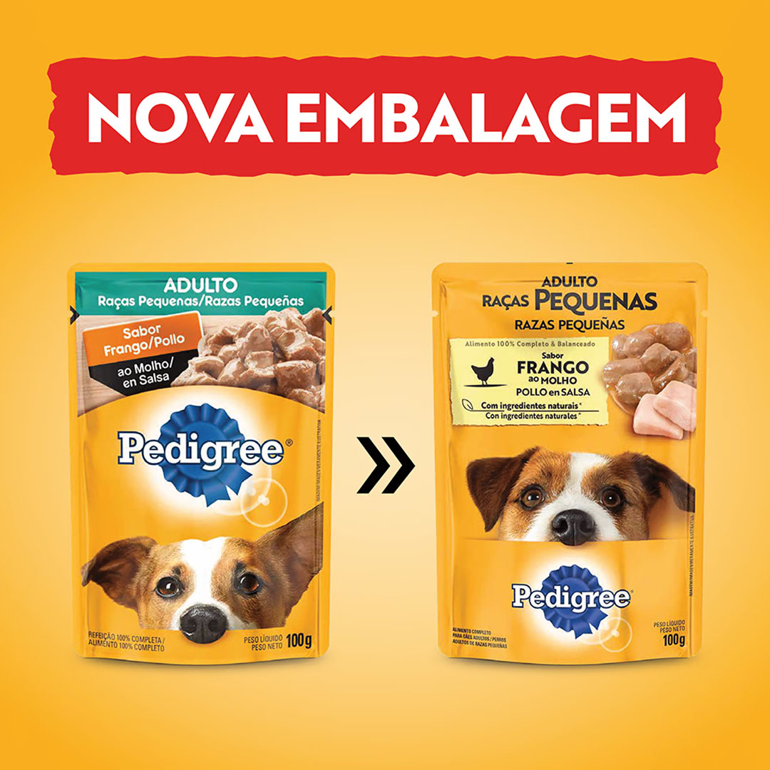 Ração Úmida Pedigree para Cães Adultos de Raças Pequenas Sabor Frango ao Molho 100g