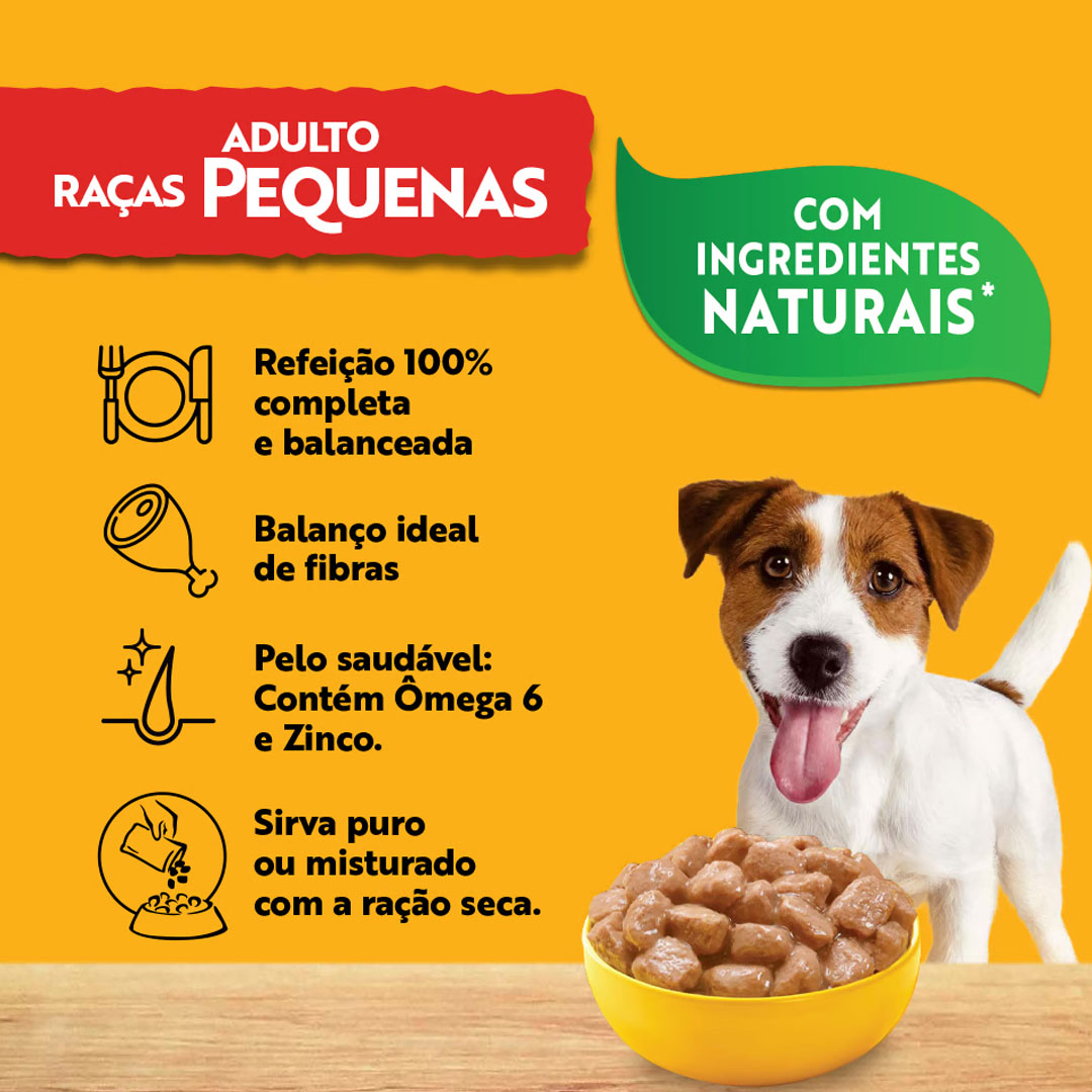 Ração Úmida Pedigree para Cães Adultos de Raças Pequenas Sabor Frango ao Molho 100g