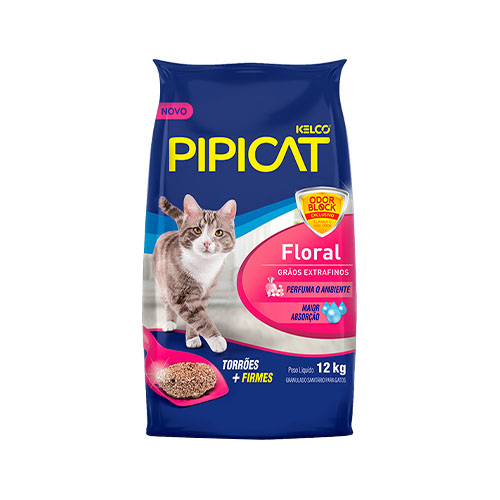 Areia Sanitária Pipicat Floral para Gatos 12kg Kelco