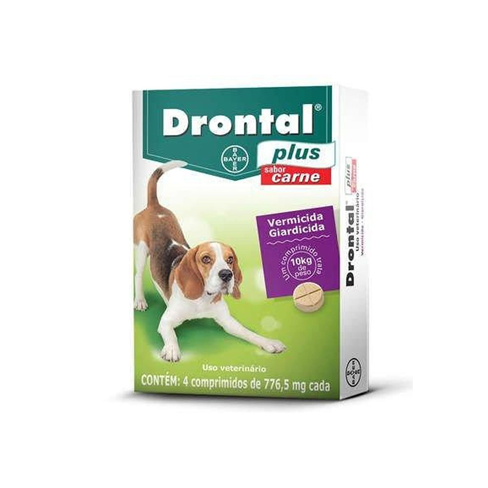 Drontal Plus para Cães de 10Kg Sabor Carne 4 Comprimidos Bayer