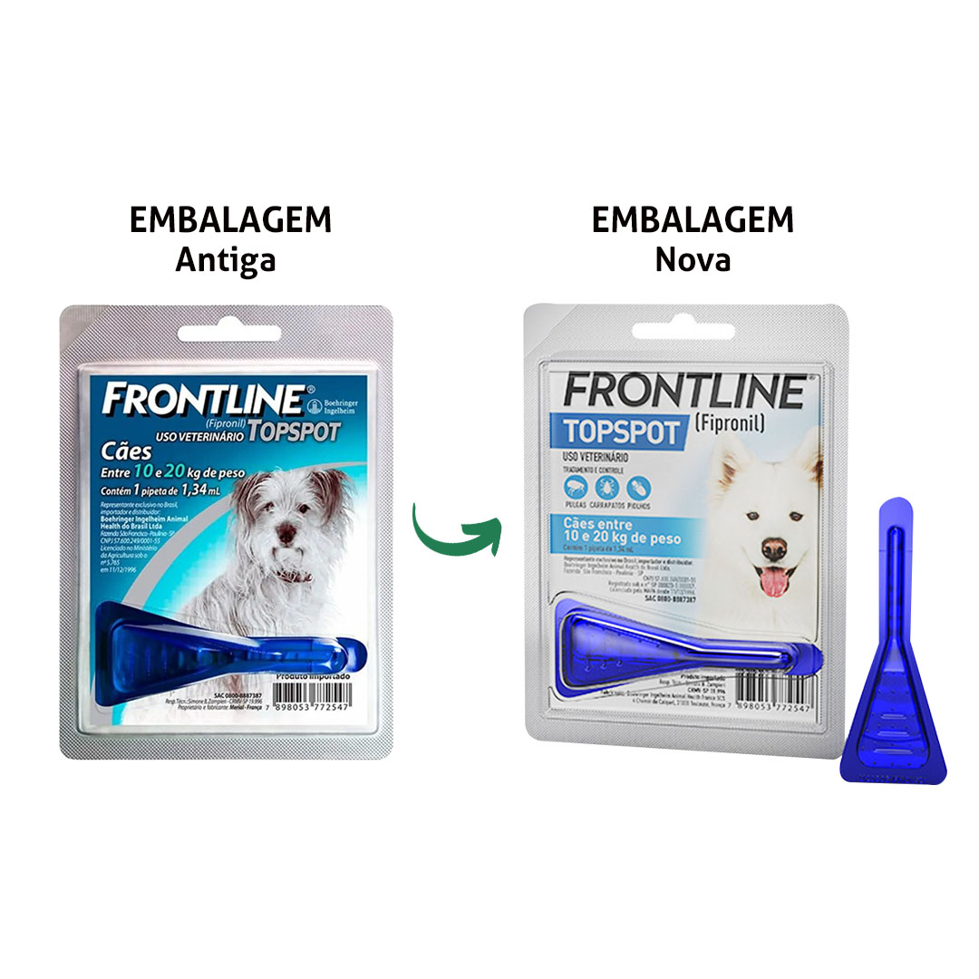 Antipulgas e Carrapatos Frontline Topspot para Cães de 10 à 20Kg 1,34ml Boehringer Ingelheim