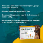 Antipulgas e Carrapatos Simparic 120mg para Cães de 40,1 a 60 Kg 1 Comprimido Zoetis