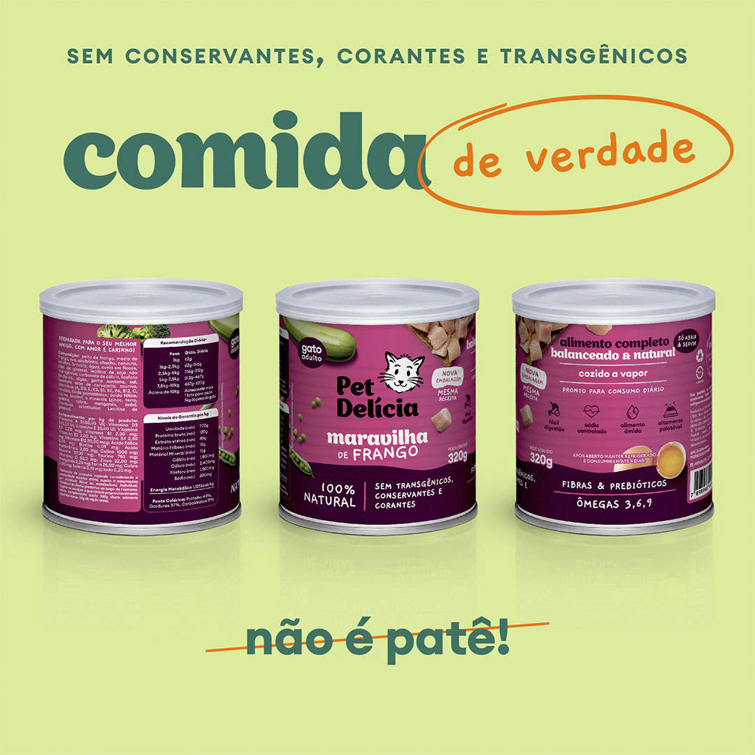 Ração Pet Delícia Lata para Gatos Maravilha de Frango 320g