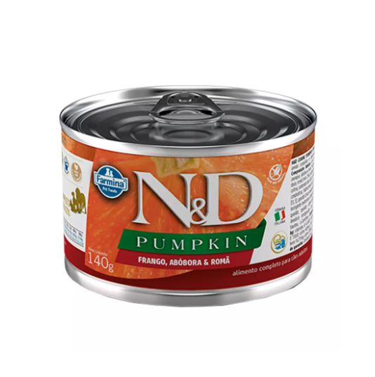 Ração Farmina Lata N&D Pumpkin para Cães Adultos Sabor Frango, Abóbora e Romã 140g