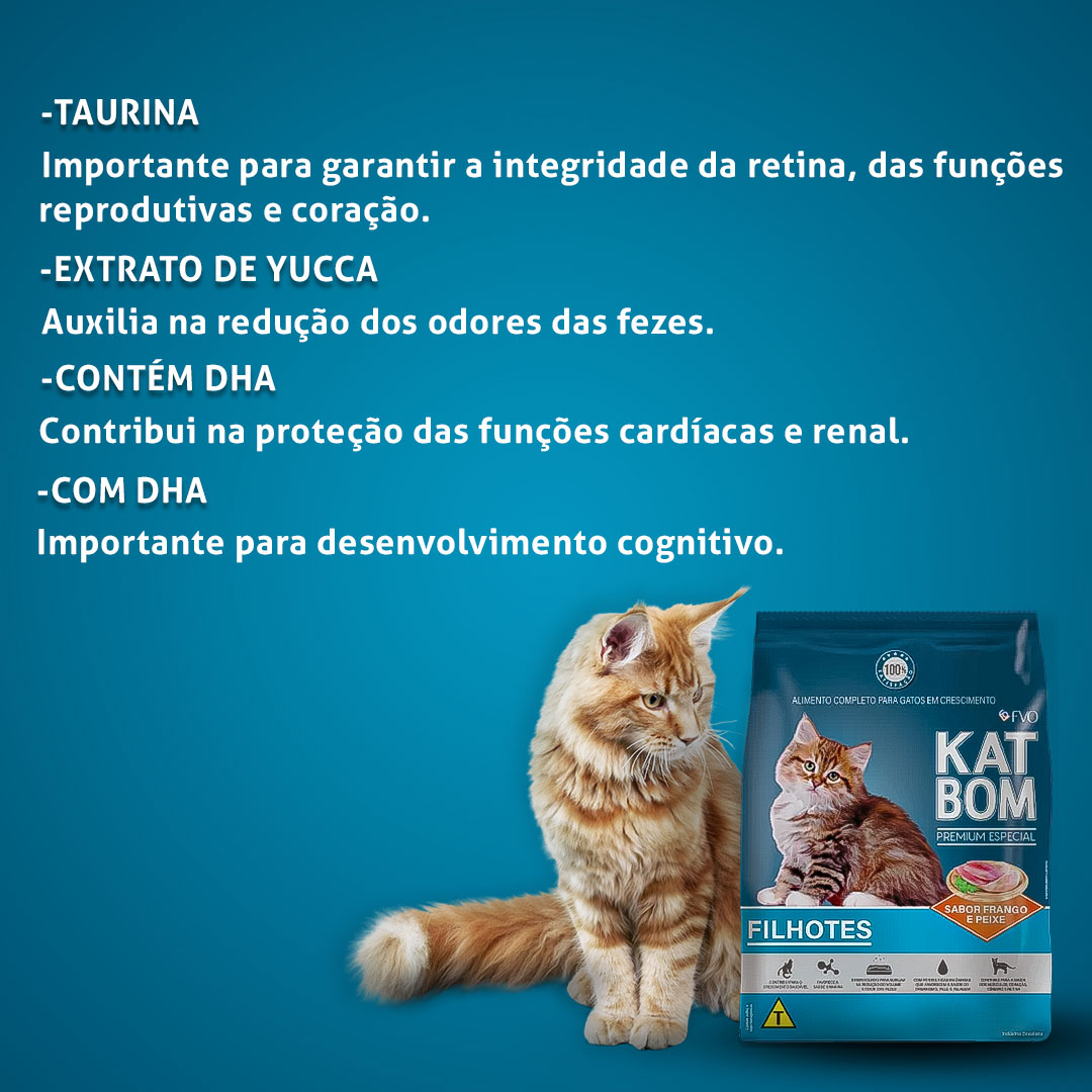 Ração Katbom para Gatos Filhotes Sabor Peixe e Frango 10,1Kg