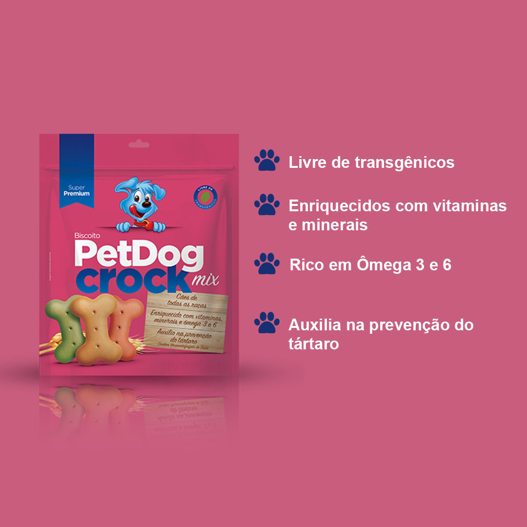 Biscoito para Cães de Todas as Raças PetDog Crock Mix 500g