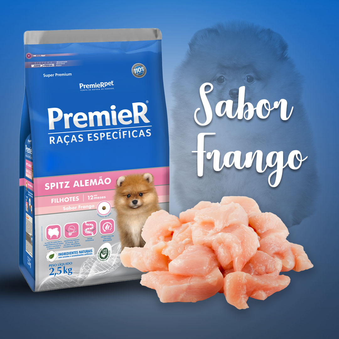 Racao Premier Racas Especificas para Cães Filhotes Spitz Alemao Sabor Frango 2,5Kg