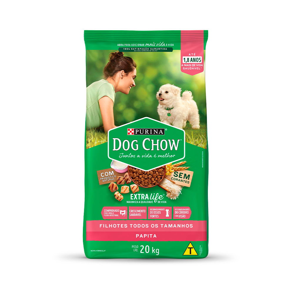 Ração Dog Chow Extra Life Papita para Cães Filhotes 20kg