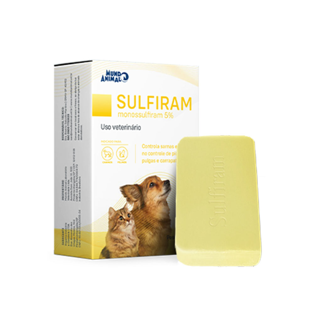 Sabonete Premium Sulfiram para Cães e Gatos 80g Mundo Animal