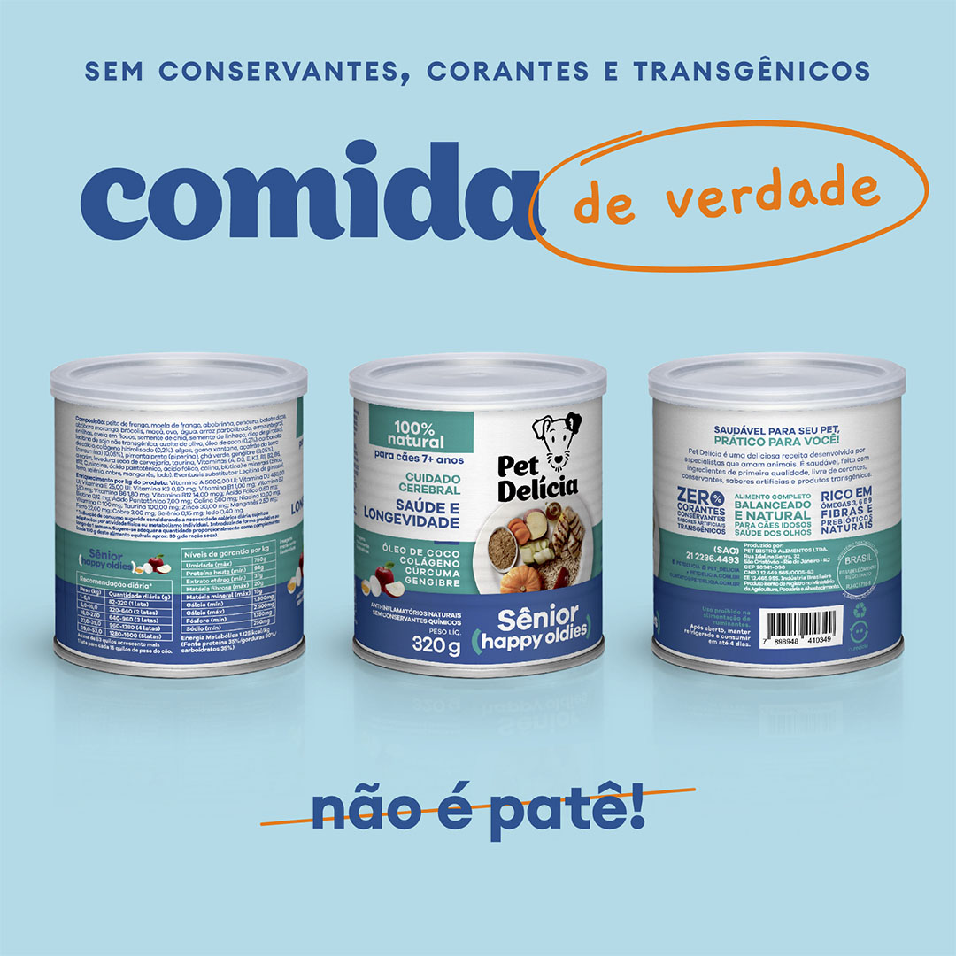 Ração Pet Delícia Lata para Cães Sênior 320g