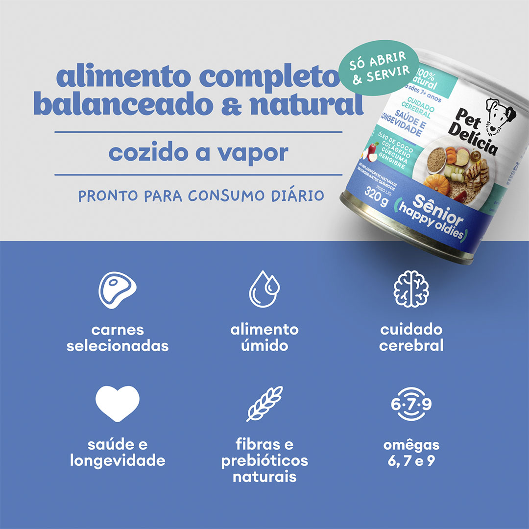 Ração Pet Delícia Lata para Cães Sênior 320g