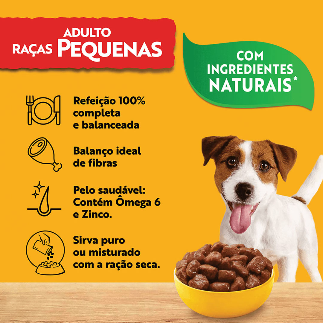 Ração Úmida Pedigree para Cães Adultos de Raças Pequenas Sabor Carne ao Molho 100g