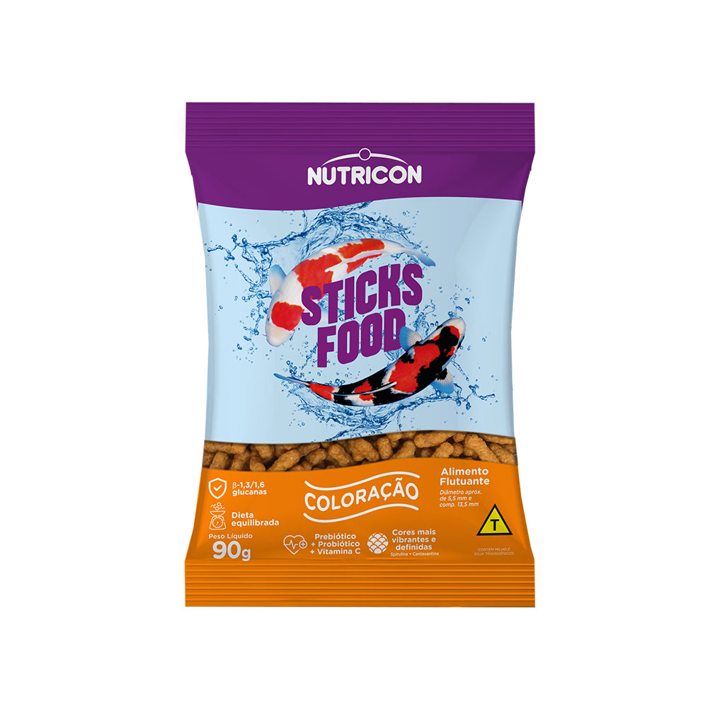 Ração Nutricon Sticks Food Coloração para Carpas 90g