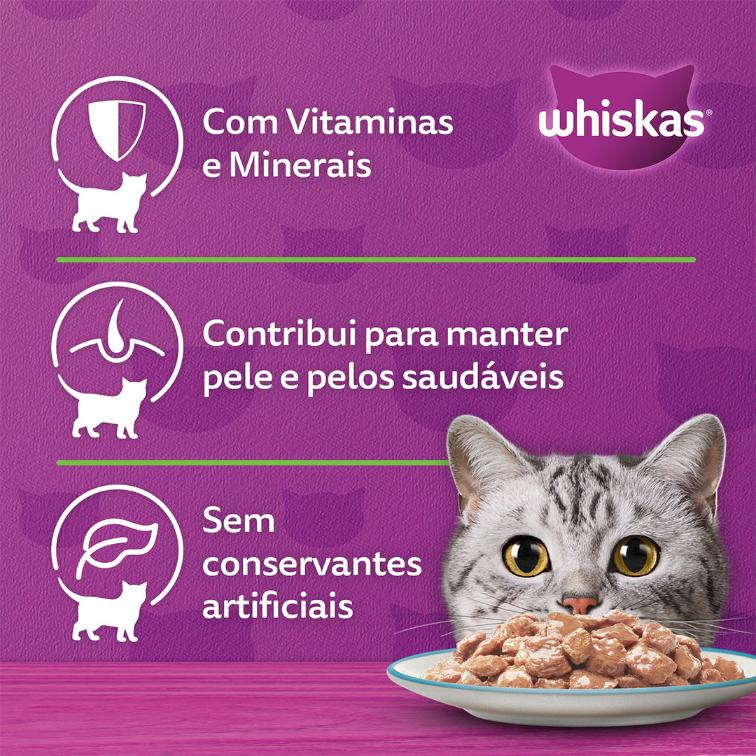 Ração Úmida Whiskas para Gatos Adultos Castrados Sabor Peixe 85g