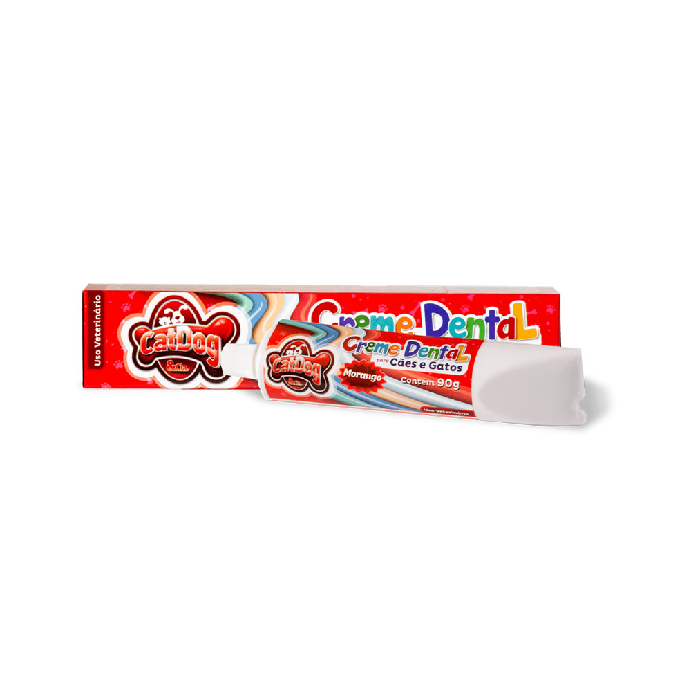 Creme Dental para Cães e Gatos Morango 90g CatDog