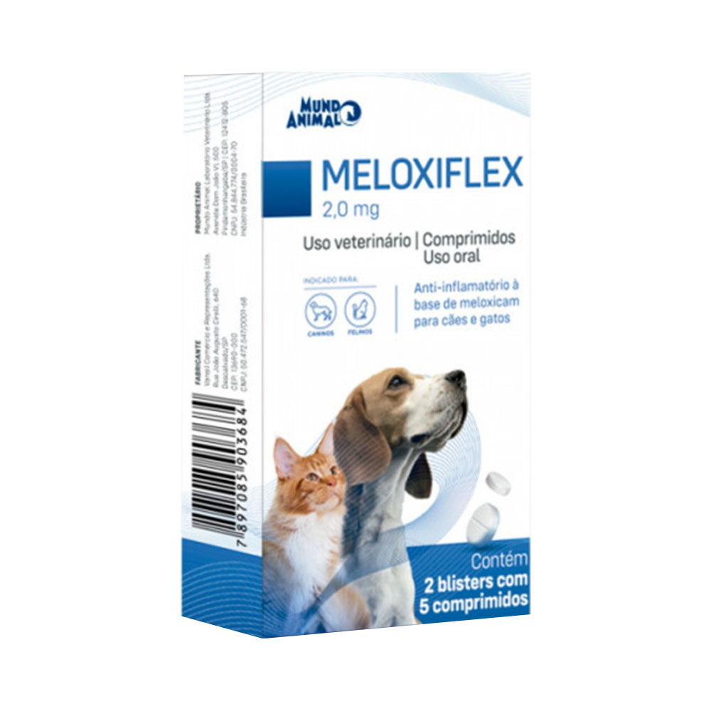 Meloxiflex 2,0mg para Cães e Gatos 10 Comprimidos Mundo Animal