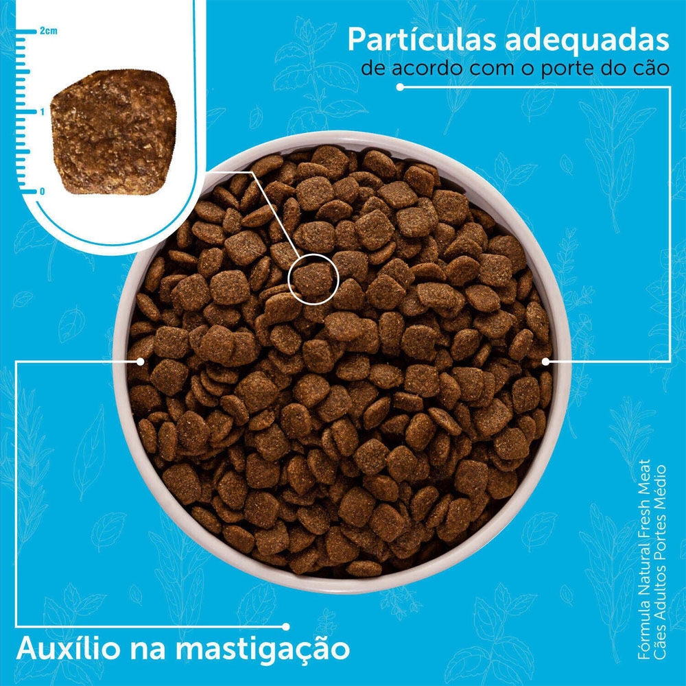 Ração Fórmula Natural Fresh Meat para Cães Adultos de Porte Médio Sabor Frango, Mandioca e Alecrim 12Kg Adimax