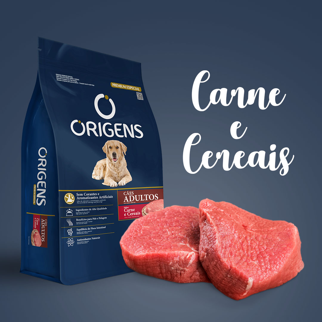 Ração Origens para Cães Adultos Sabor Carne e Cereais 1Kg Adimax