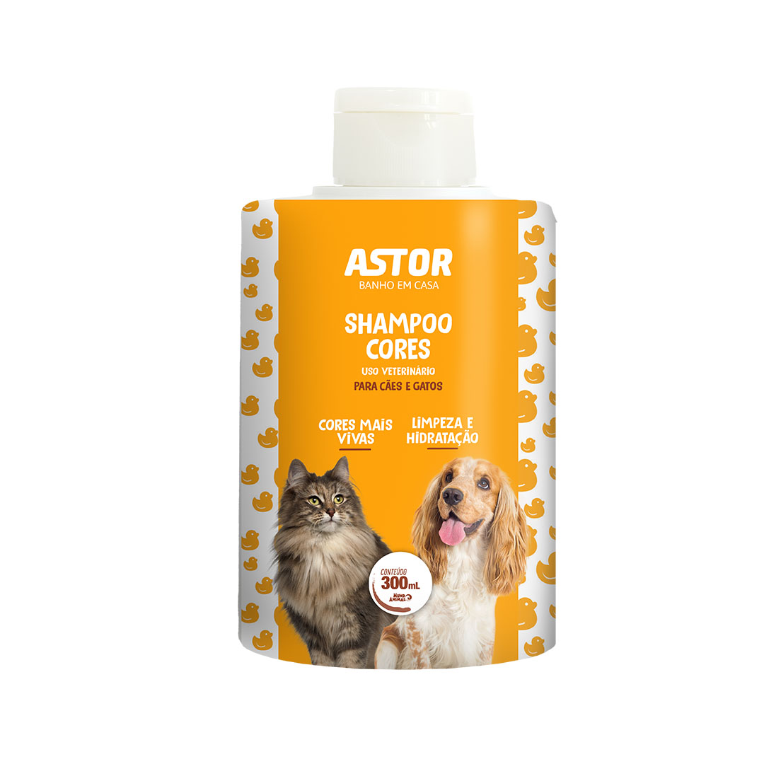 Shampoo Astor Banho em Casa Cores para Cães e Gatos 300ml Mundo Animal