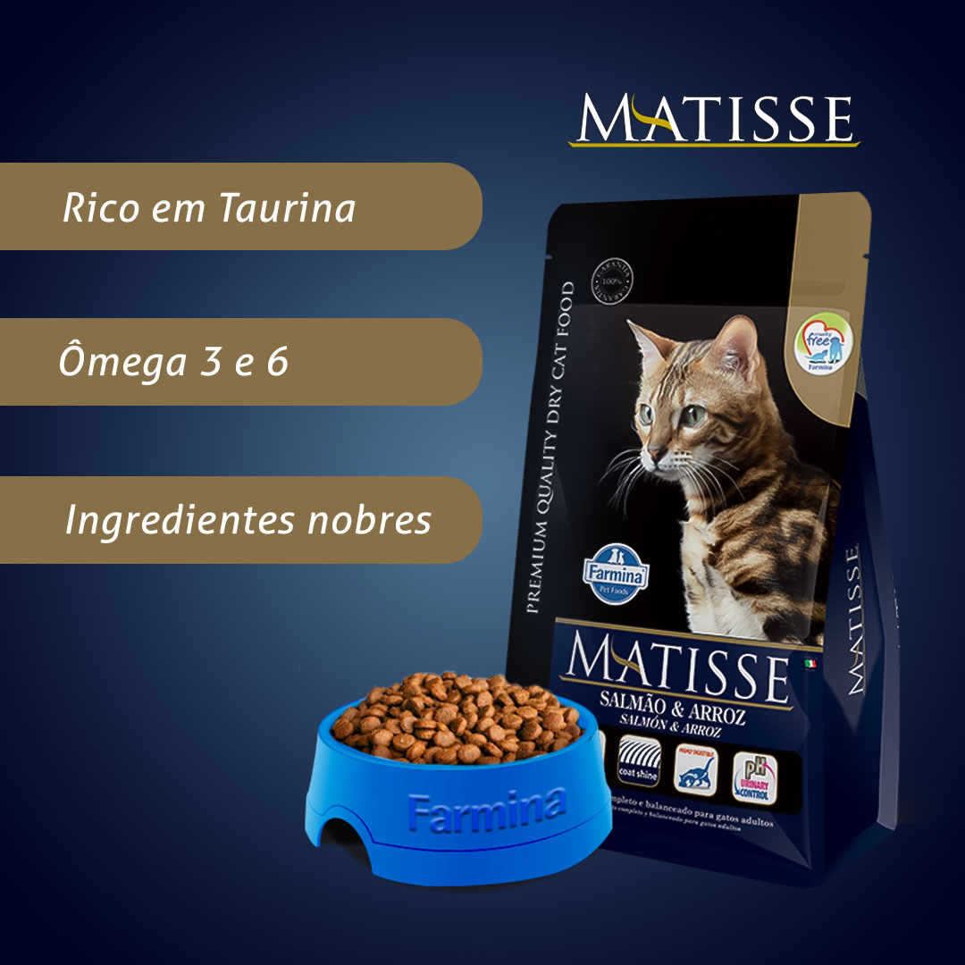 Ração Farmina Matisse para Gatos Adultos Sabor Salmão e Arroz 800g