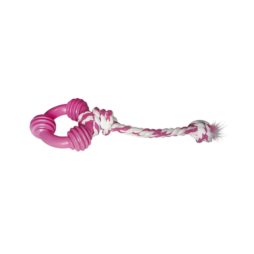 Brinquedo Anel com Corda Rosa N°01 para Cães Furacão Pet