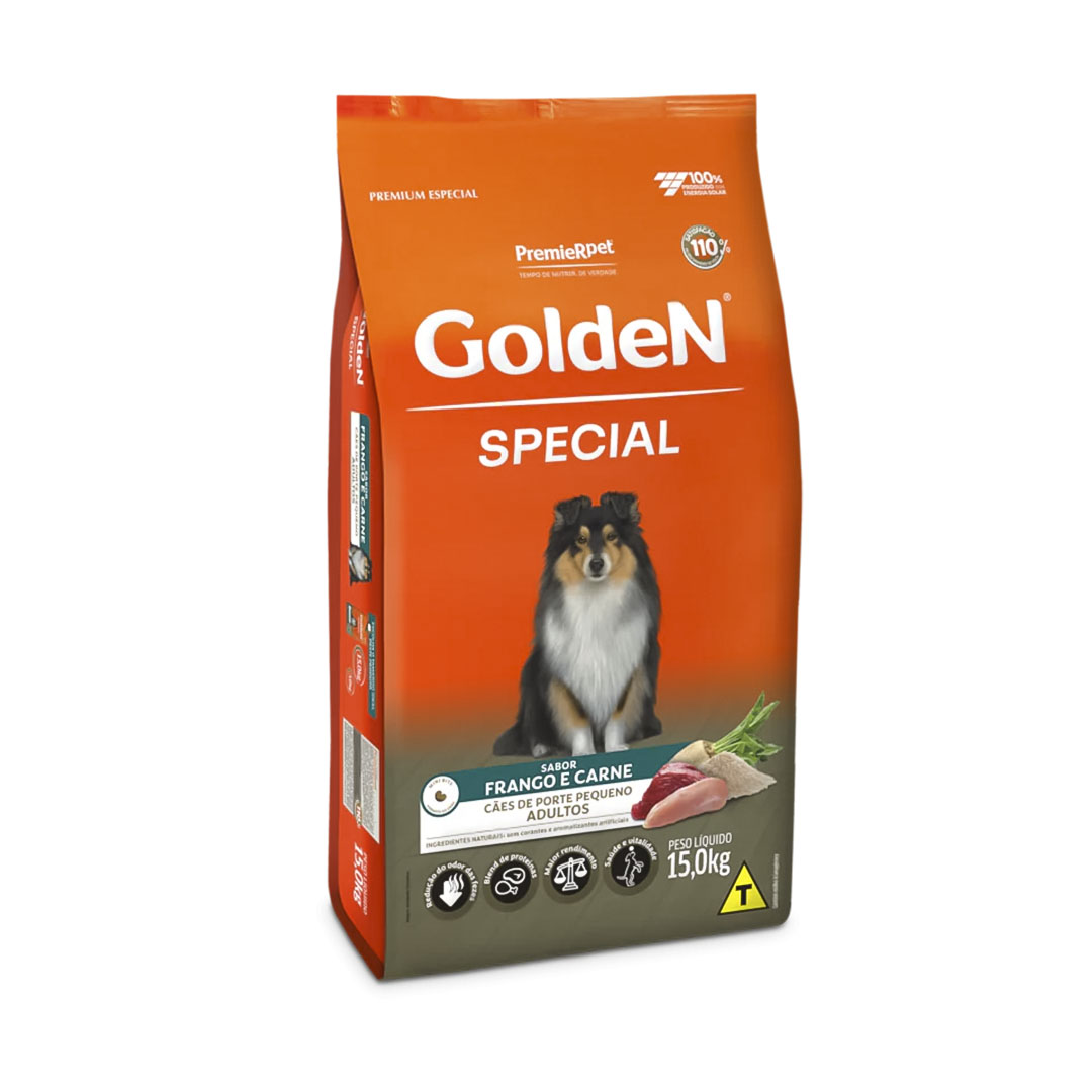 Ração Golden Special para Cães Adultos de Porte Pequeno Sabor Frango e Carne 15Kg