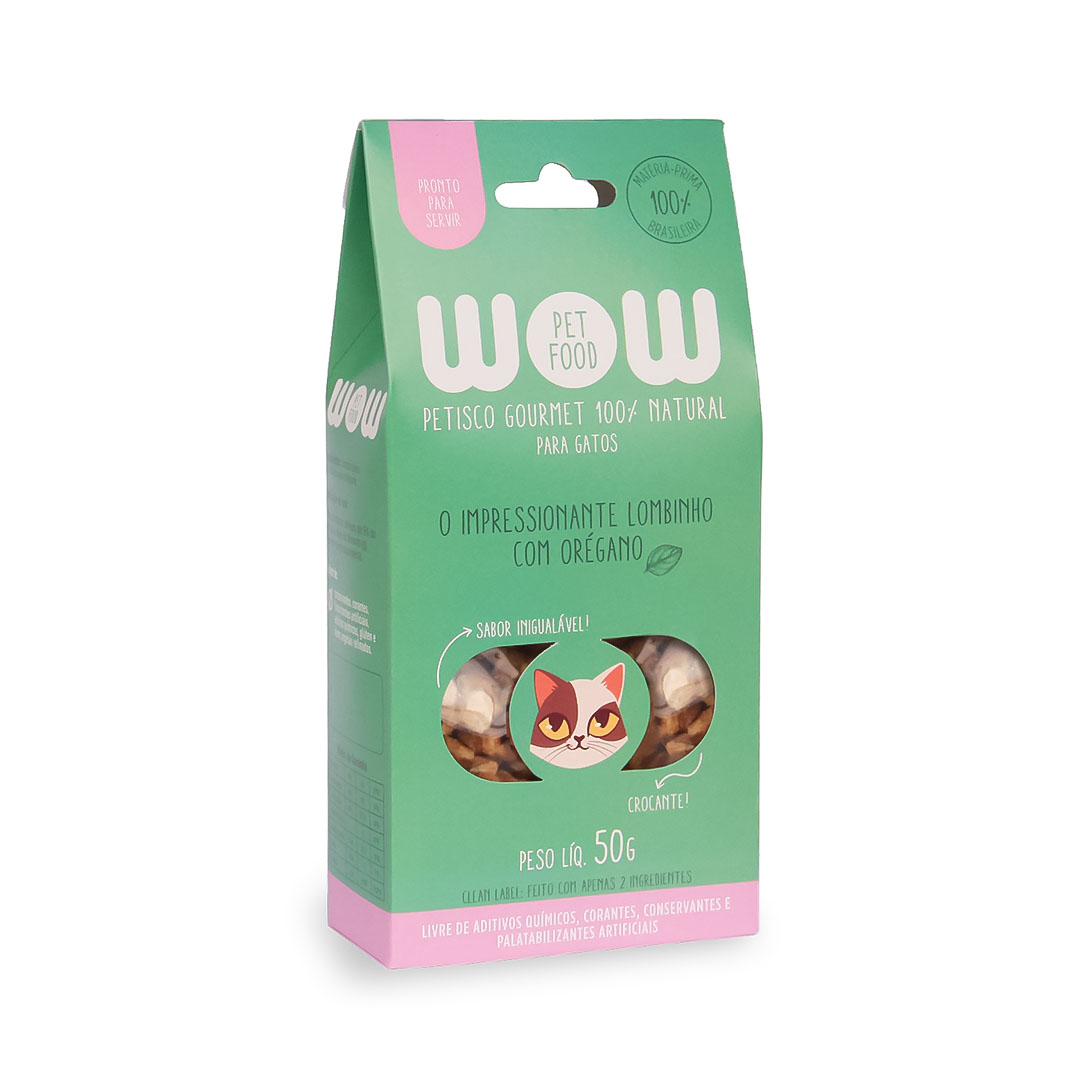 Petisco Natural Wow Pet Food para Gatos Sabor Lombinho e Orégano 50g