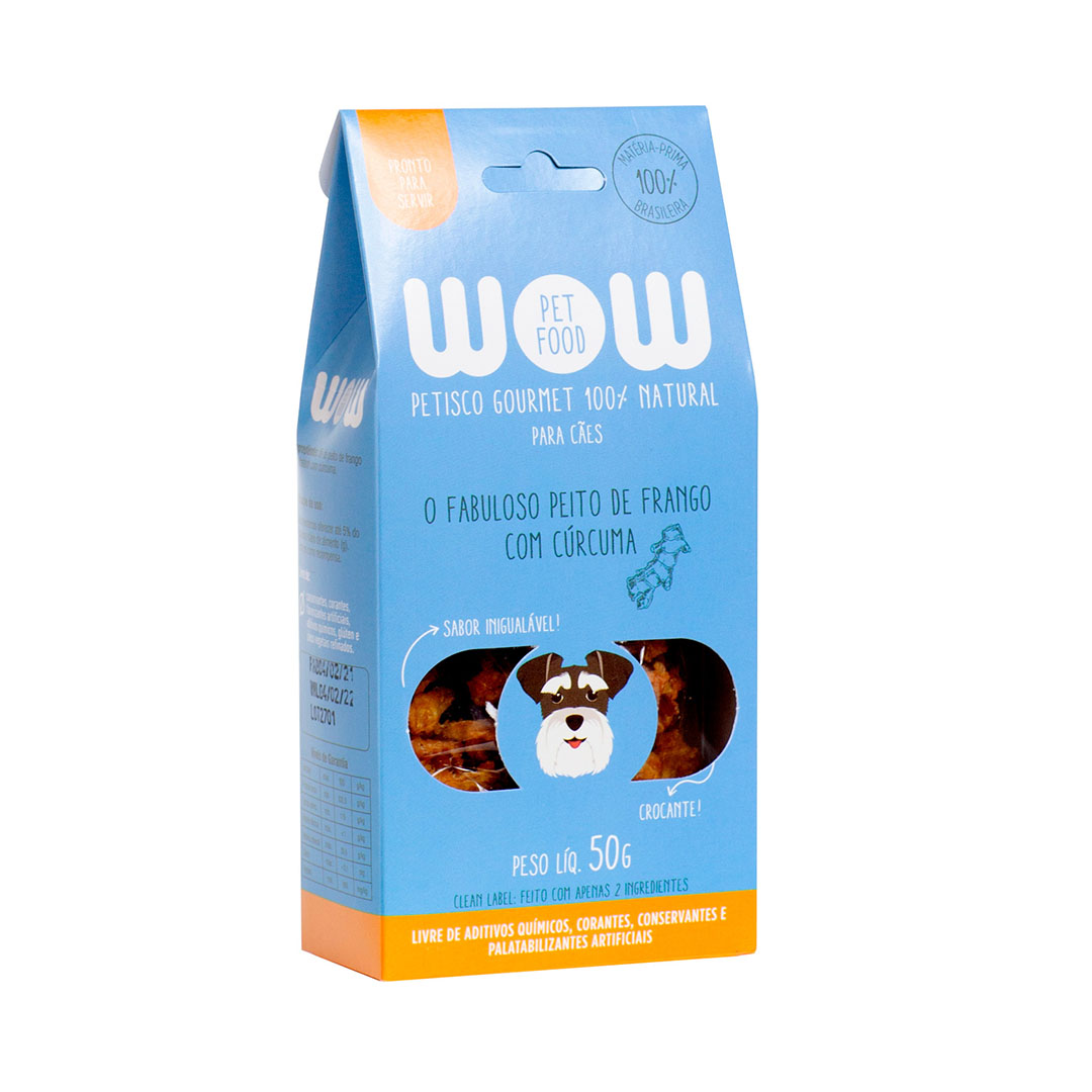 Petisco Natural Wow Pet Food para Cães Sabor Frango com Cúrcuma 50g