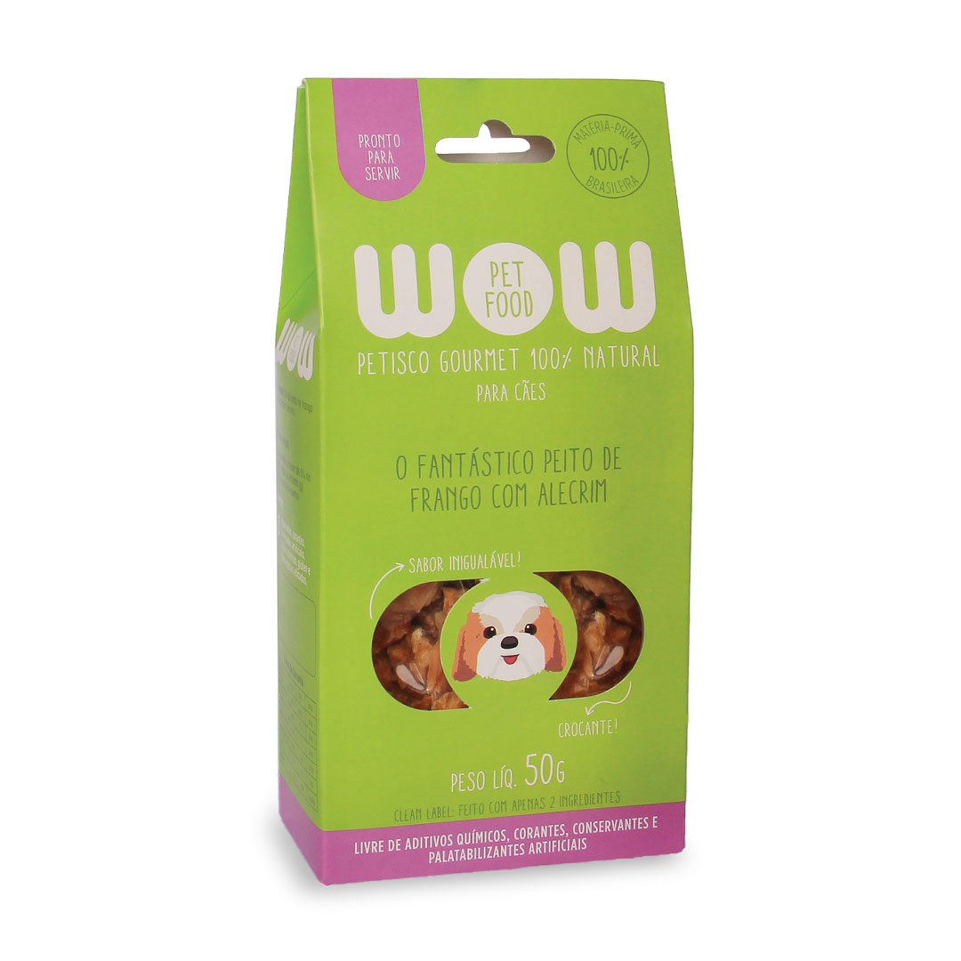 Petisco Natural Wow Pet Food para Cães Sabor Peito de Frango com Alecrim 50g