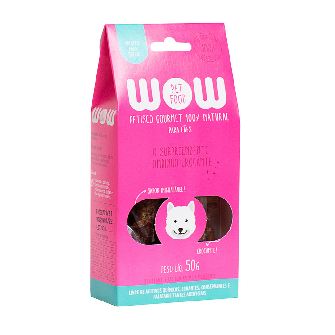 Petisco Natural Wow Pet Food para Cães Sabor Lombinho Crocante 50g