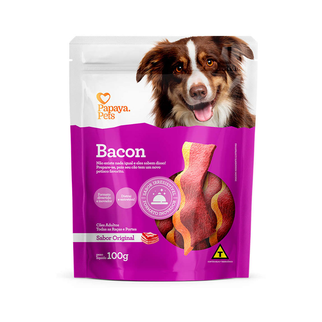 Petisco Papaya Pets Original para Cães Adultos Sabor Bacon 100g