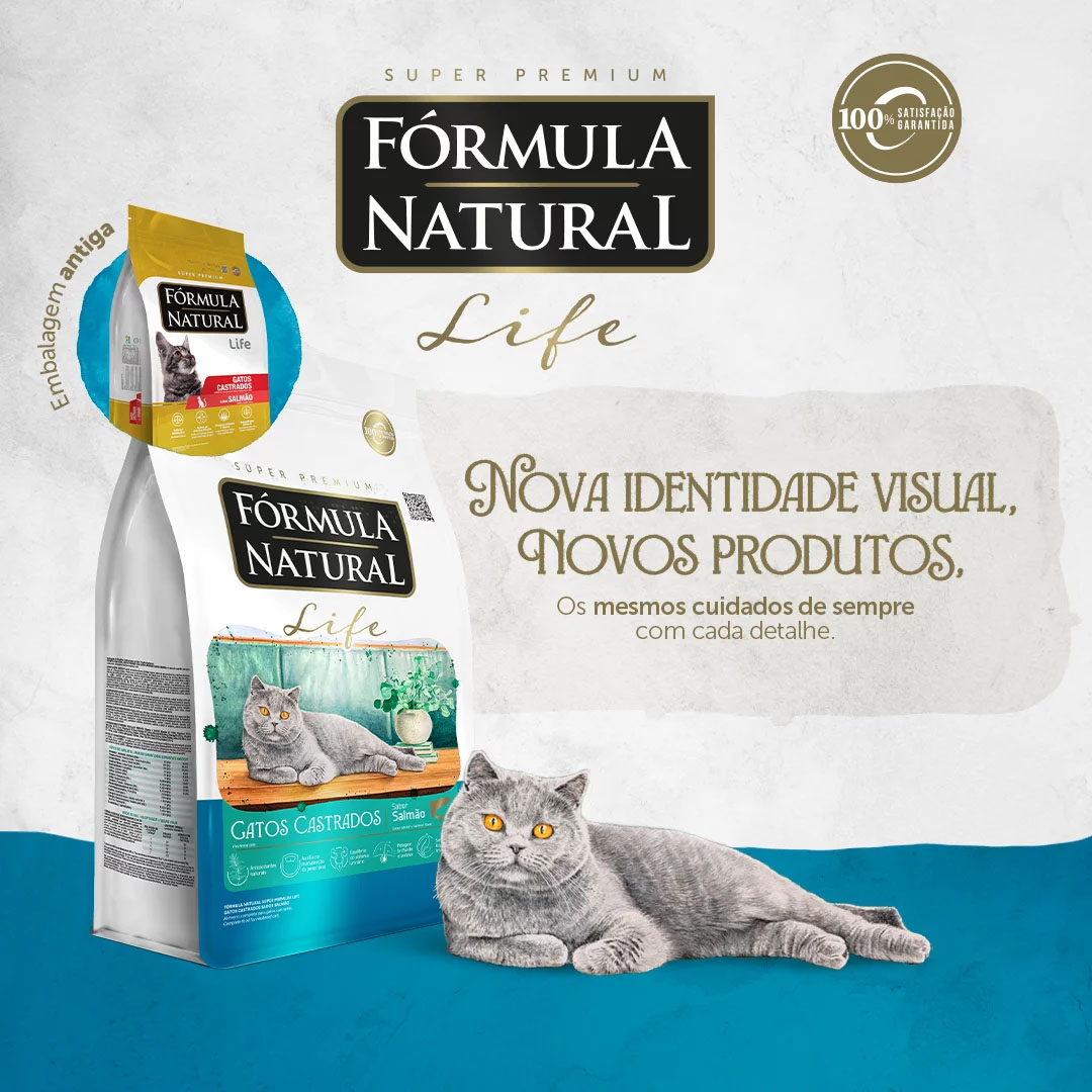 Ração Fórmula Natural Life para Gatos Castrados Sabor Salmão 15Kg