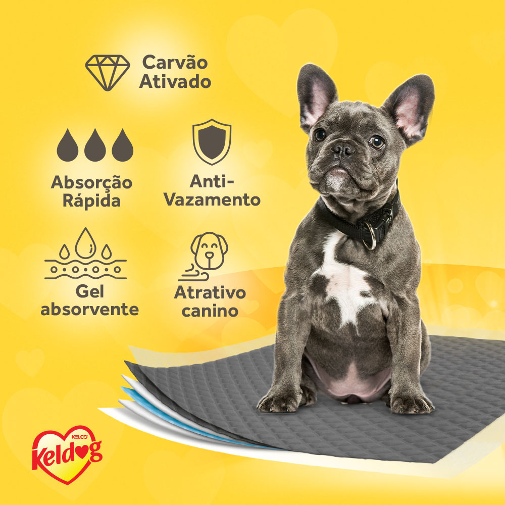 Tapete Higiênico Keldog Slim Carvão Ativado para Cães 30 Unidades