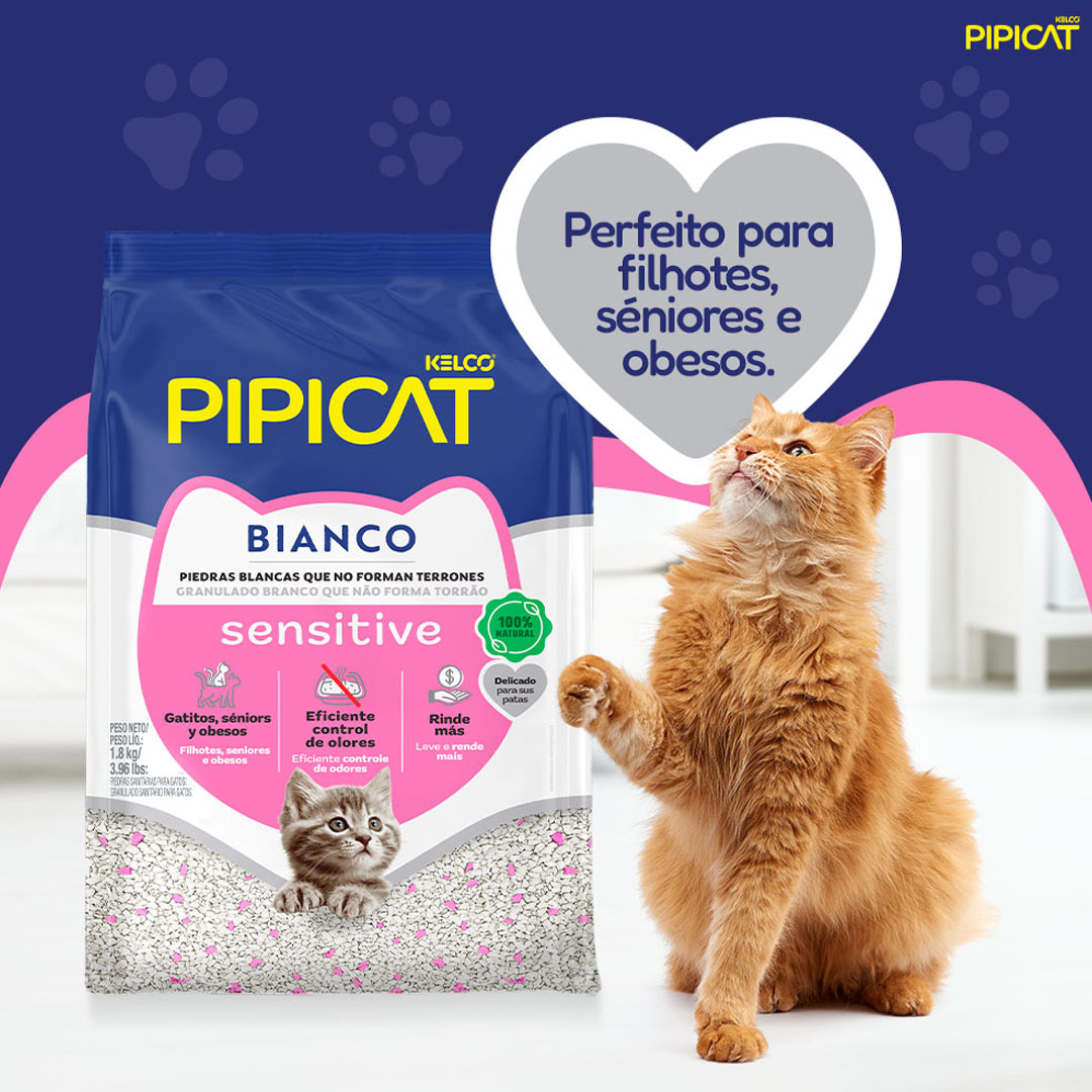 Granulado Sanitário Pipicat Bianco Sensitive para Gatos 1,8Kg