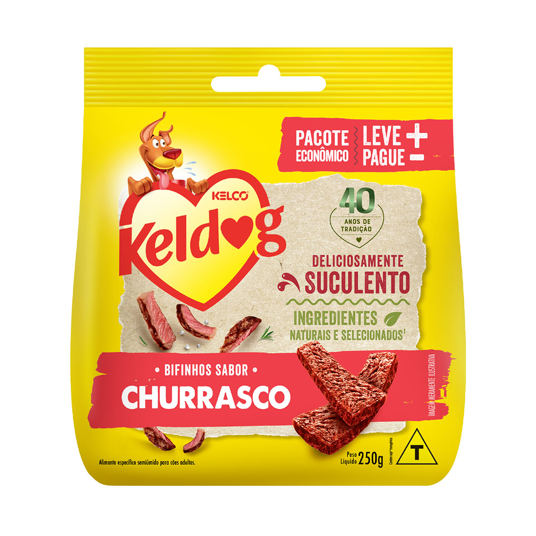 Petisco Keldog Bifinho Criadores para Cães Churrasco 250g