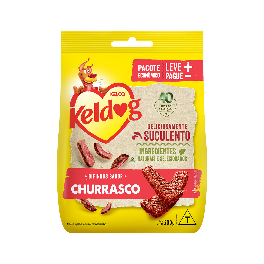 Petisco Keldog Bifinho Criadores para Cães Sabor Churrasco 500g