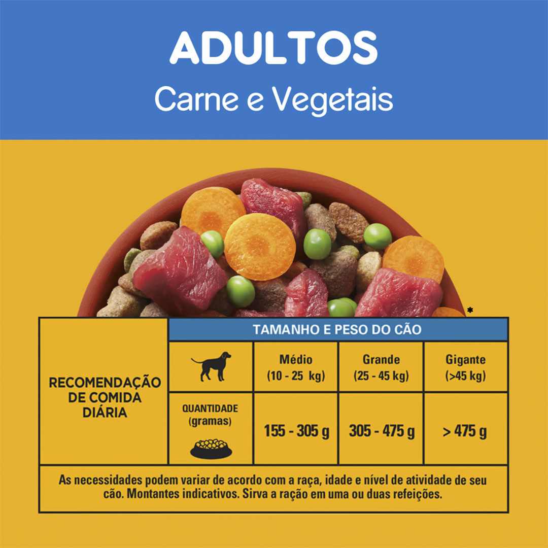 Ração Pedigree para Cães Adultos de Raças Médias e Grandes Sabor Carne e Vegetais 2,7Kg