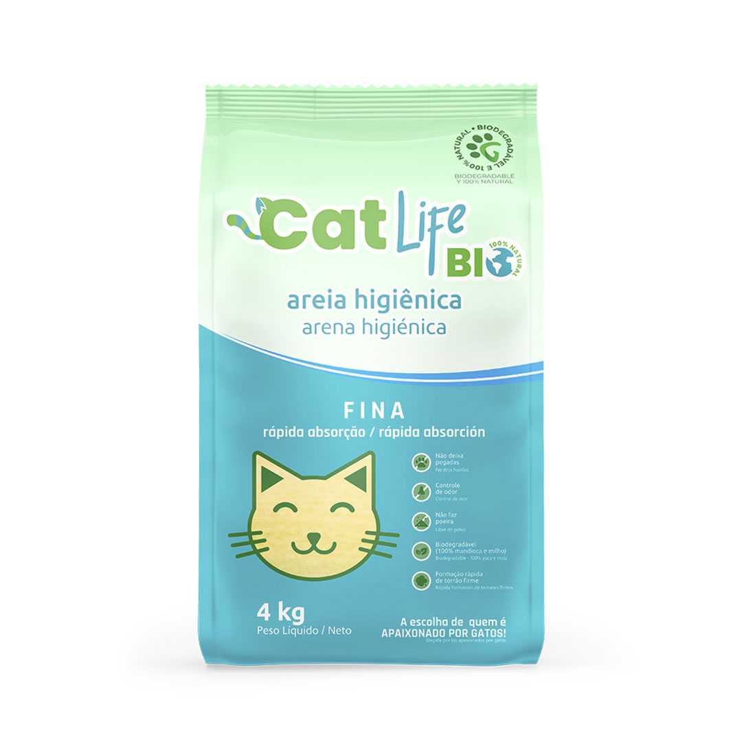 Areia Higiênica Cat Life Grãos Finos para Gatos 4Kg